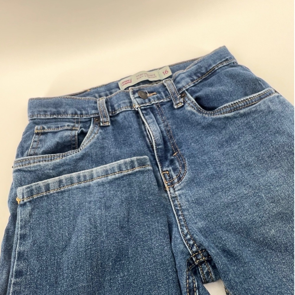 Levi's 514 Straight Leg Jeans Boys 16 Blue Medium Wash Performance Denim